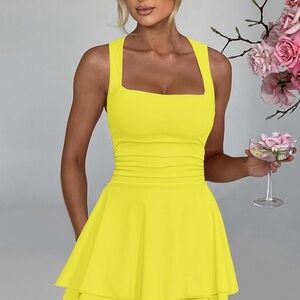 Vibrant Yellow Sleeveless Mini Dress